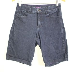 NYDJ Womens Shorts Dark Blue Denim Wash Bermuda